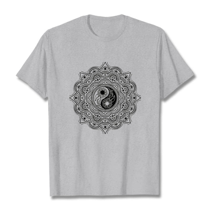 Camiseta con estampado de símbolo YinYang y mandala de Buddha Stones - Gris claro - 2XL - image 19