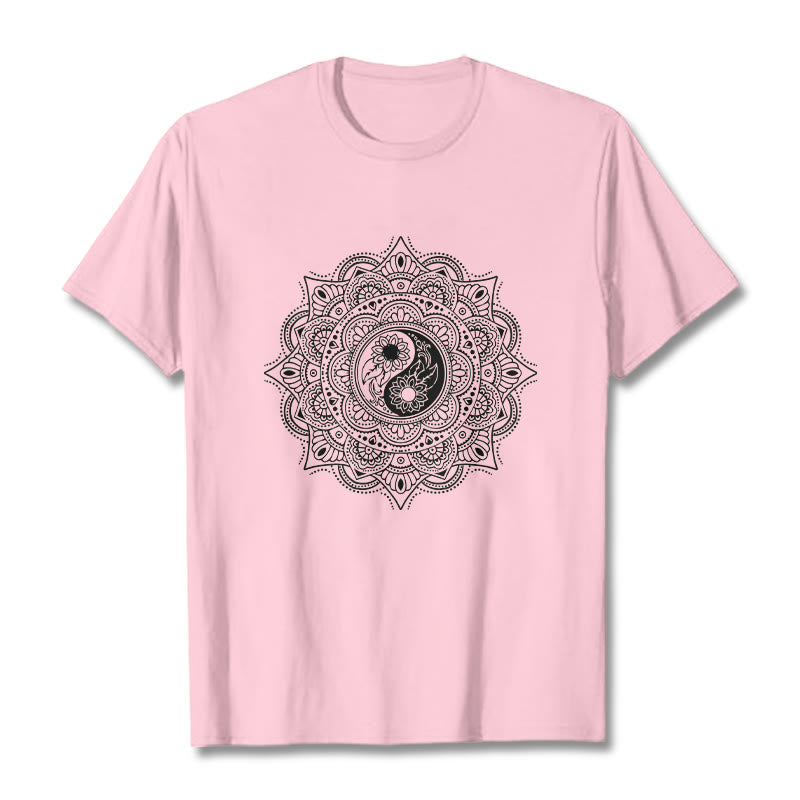 Camiseta con estampado de símbolo YinYang y mandala de Buddha Stones - rosa claro - 2XL - image 12