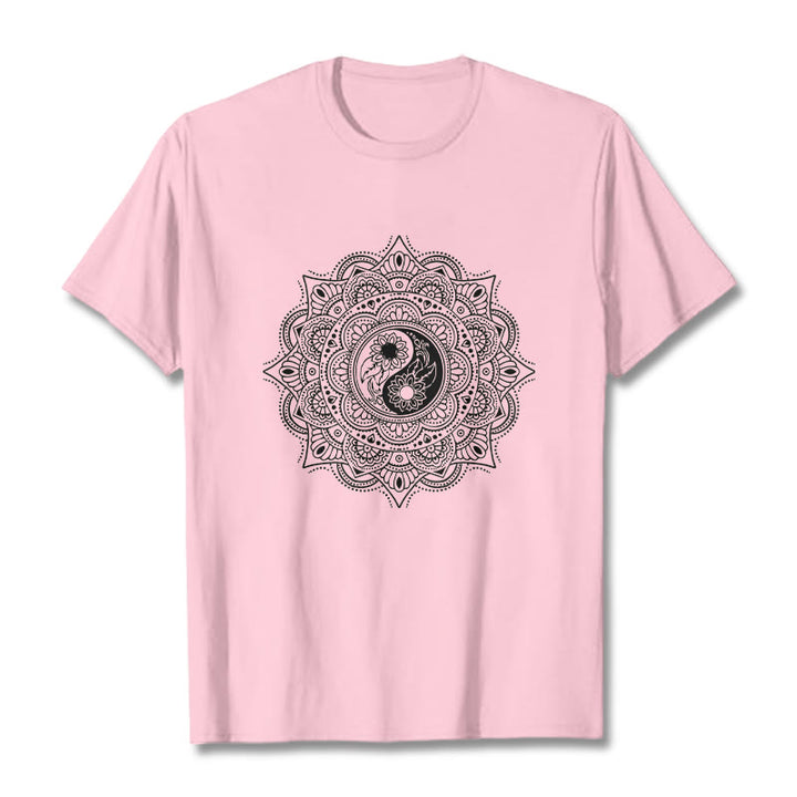 Camiseta con estampado de símbolo YinYang y mandala de Buddha Stones - rosa claro - 2XL - image 12