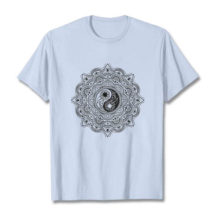 Camiseta con estampado de símbolo YinYang y mandala de Buddha Stones - Cian claro - 2XL - image 19