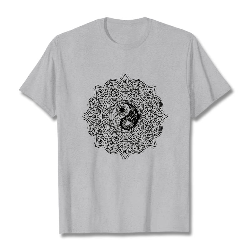 Camiseta con estampado de símbolo YinYang y mandala de Buddha Stones - Gris claro - 2XL - image 20