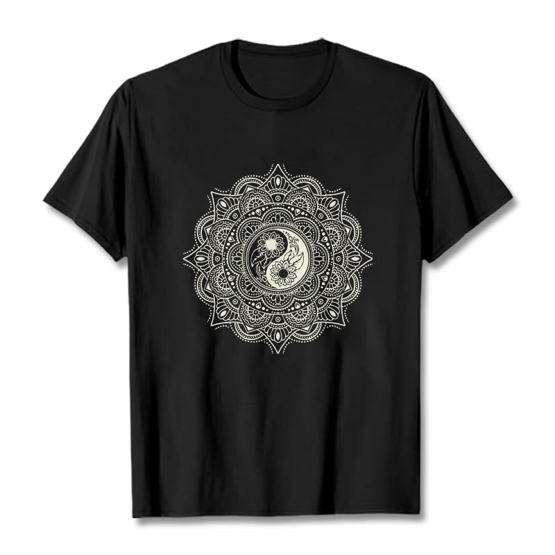 Camiseta con estampado de símbolo YinYang y mandala de Buddha Stones - Negro - 2XL - image 4