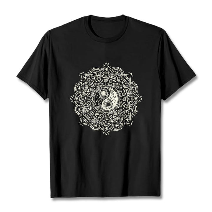 Camiseta con estampado de símbolo YinYang y mandala de Buddha Stones - Negro - 2XL - image 4