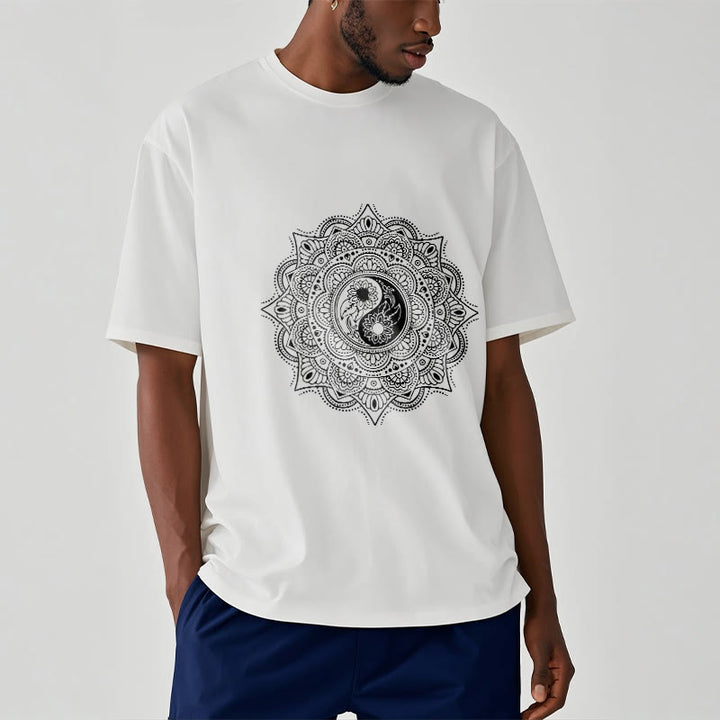 Camiseta con estampado de símbolo YinYang y mandala de Buddha Stones - image 9