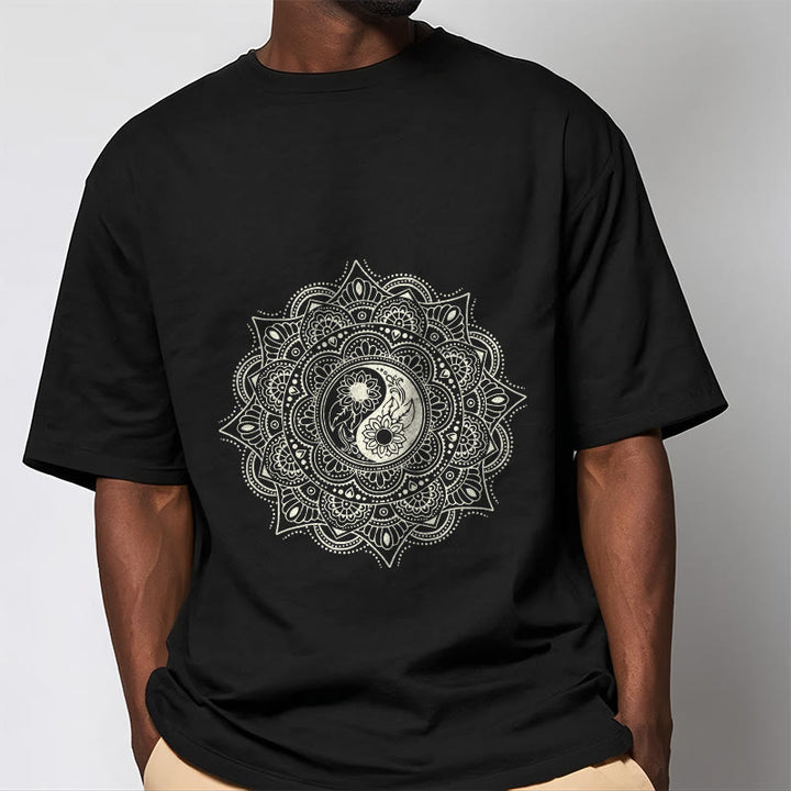 Camiseta con estampado de símbolo YinYang y mandala de Buddha Stones - image 4