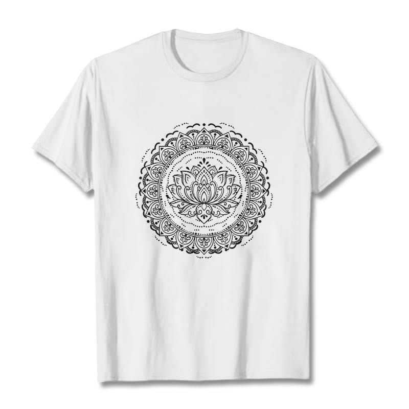 Camiseta con estampado de flor de loto y mandala de Buddha Stones - Blanco - 2XL - image 1