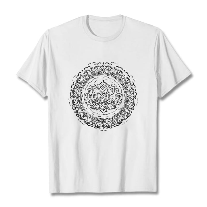 Camiseta con estampado de flor de loto y mandala de Buddha Stones - Blanco - 2XL - image 1