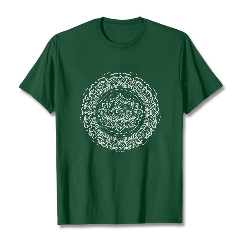 Camiseta con estampado de flor de loto y mandala de Buddha Stones - Verde bosque - 2XL - image 11