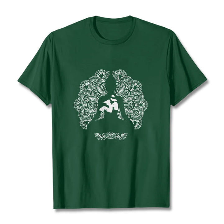 Camiseta con estampado de símbolo Om y mandala de colores puros con Buddha Stones - Verde bosque - 2XL - image 10