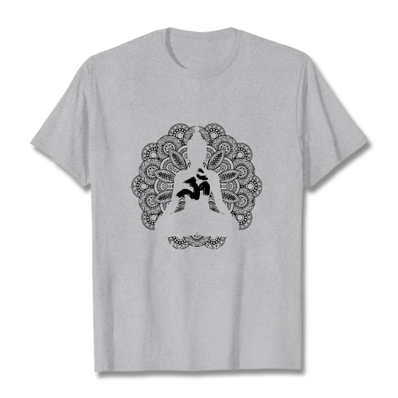 Camiseta con estampado de símbolo Om y mandala de colores puros con Buddha Stones - Gris claro - 2XL - image 19