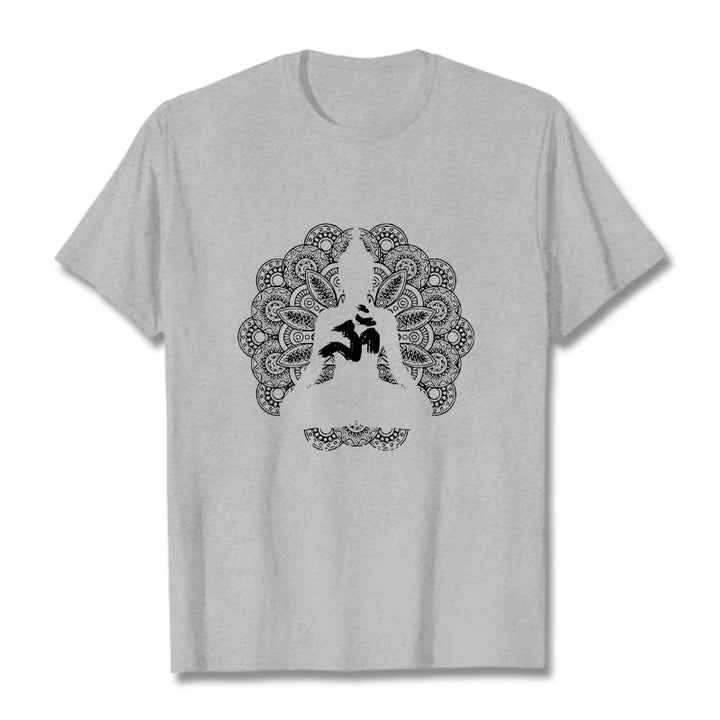 Camiseta con estampado de símbolo Om y mandala de colores puros con Buddha Stones - Gris claro - 2XL - image 19