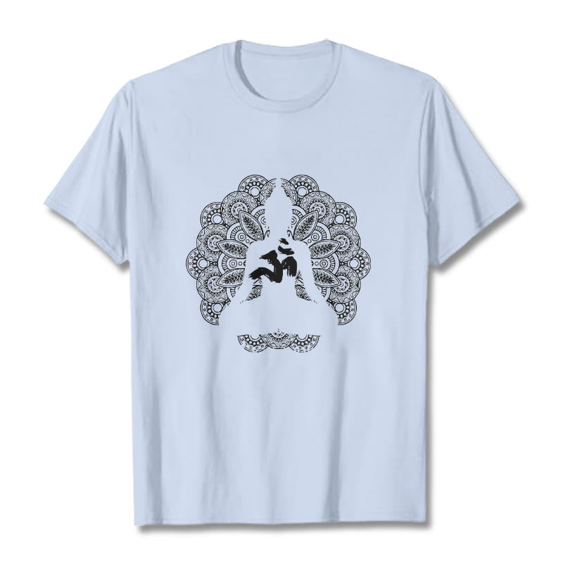 Camiseta con estampado de símbolo Om y mandala de colores puros con Buddha Stones - Cian claro - 2XL - image 18