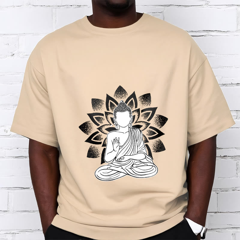 Camiseta con estampado de flor de loto y Buda sentado con Buddha Stones - image 11