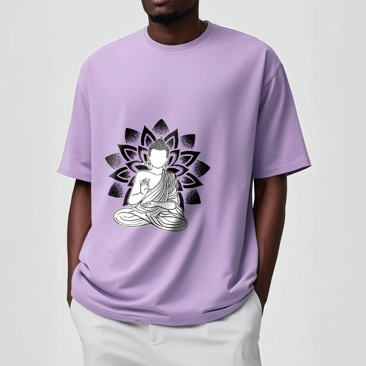 Camiseta con estampado de flor de loto y Buda sentado con Buddha Stones - image 17