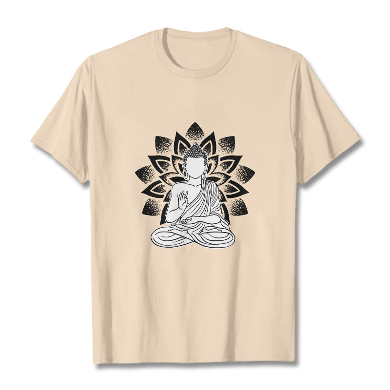 Camiseta con estampado de flor de loto y Buda sentado con Buddha Stones - Sopa de mariscos - 2XL - image 10