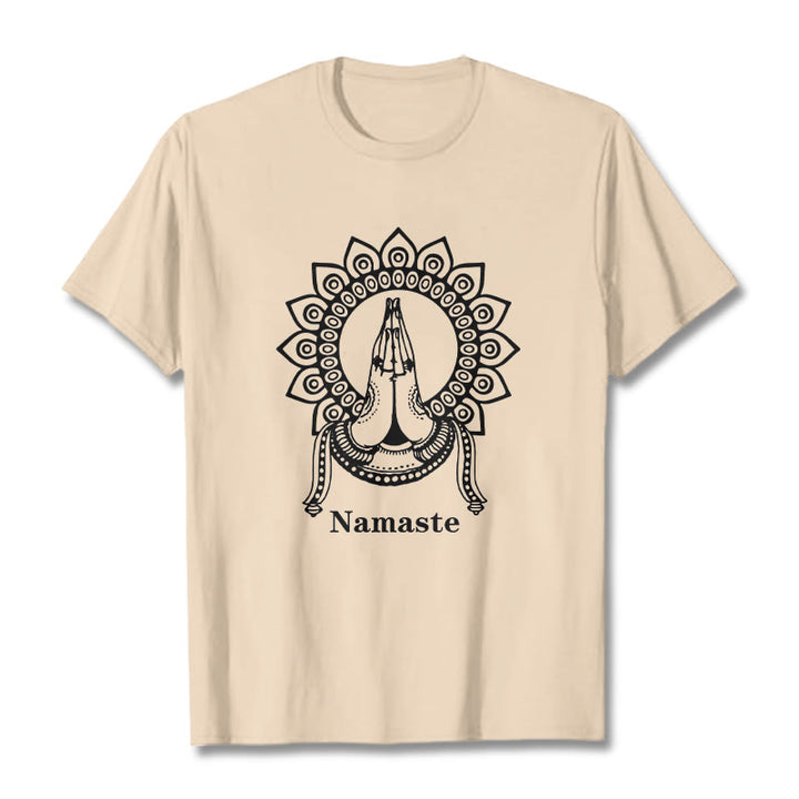 Camiseta con estampado de mandala y gesto de Namaste con Buddha Stones - Sopa de mariscos - 2XL - image 8