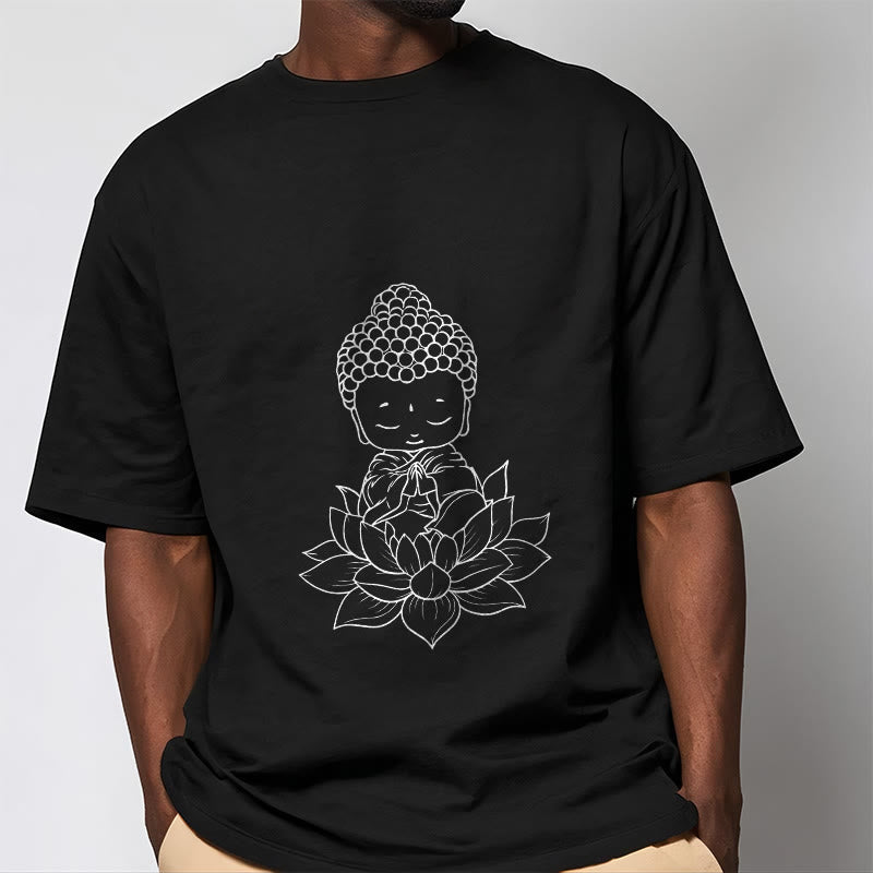 Camiseta con estampado de flor de loto y Buda en paz con Buddha Stones de Buda - image 6