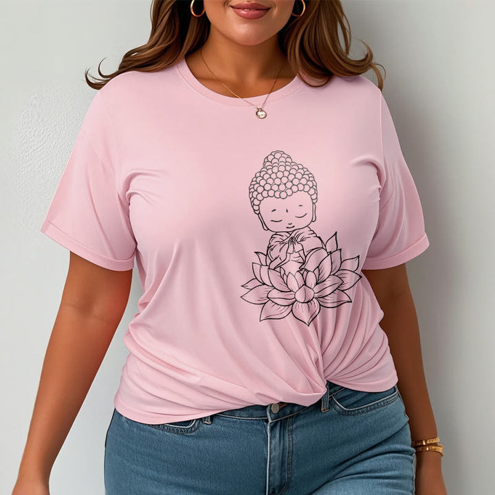 Camiseta con estampado de flor de loto y Buda en paz con Buddha Stones de Buda - image 14