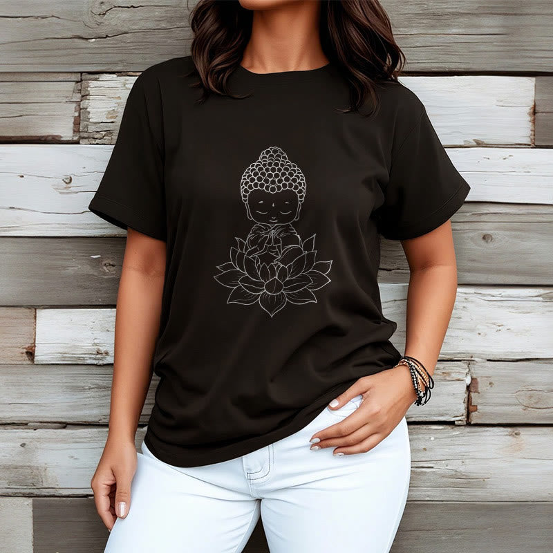 Camiseta con estampado de flor de loto y Buda en paz con Buddha Stones de Buda - image 8