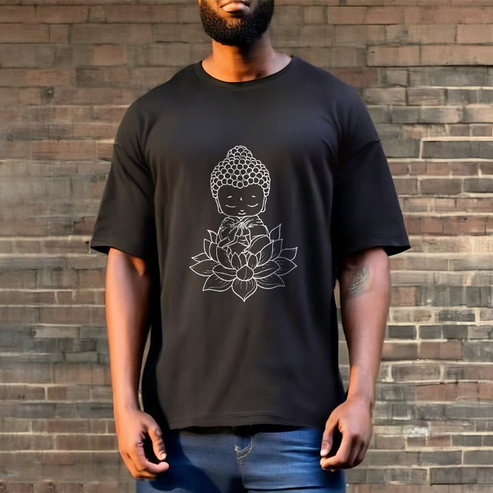 Camiseta con estampado de flor de loto y Buda en paz con Buddha Stones de Buda - image 7