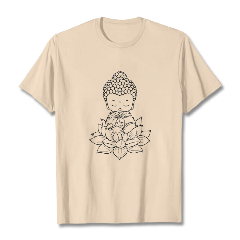 Camiseta con estampado de flor de loto y Buda en paz con Buddha Stones de Buda - Sopa de mariscos - 2XL - image 9