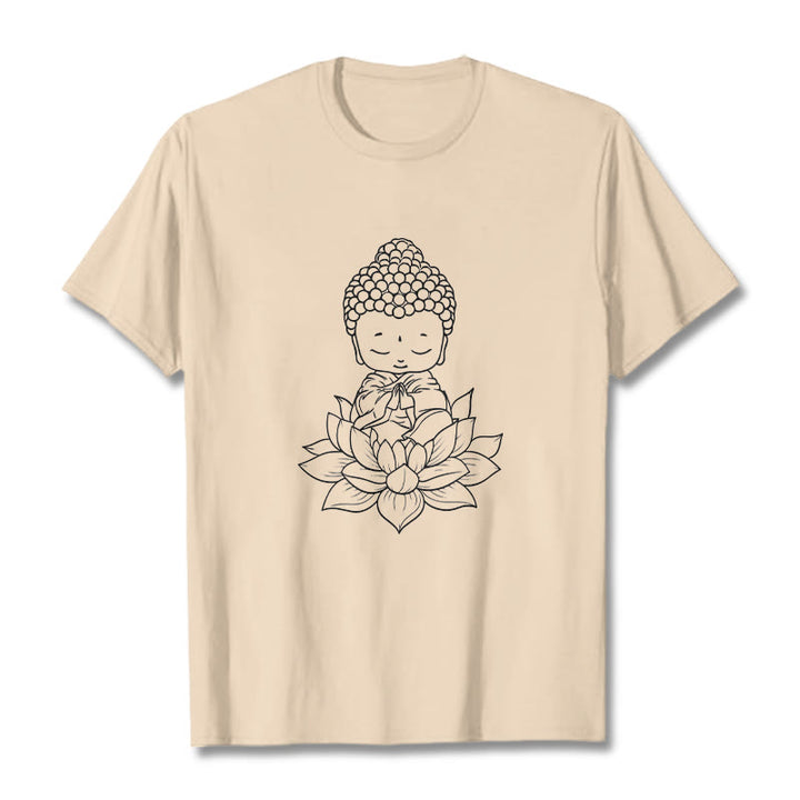 Camiseta con estampado de flor de loto y Buda en paz con Buddha Stones de Buda - Sopa de mariscos - 2XL - image 8