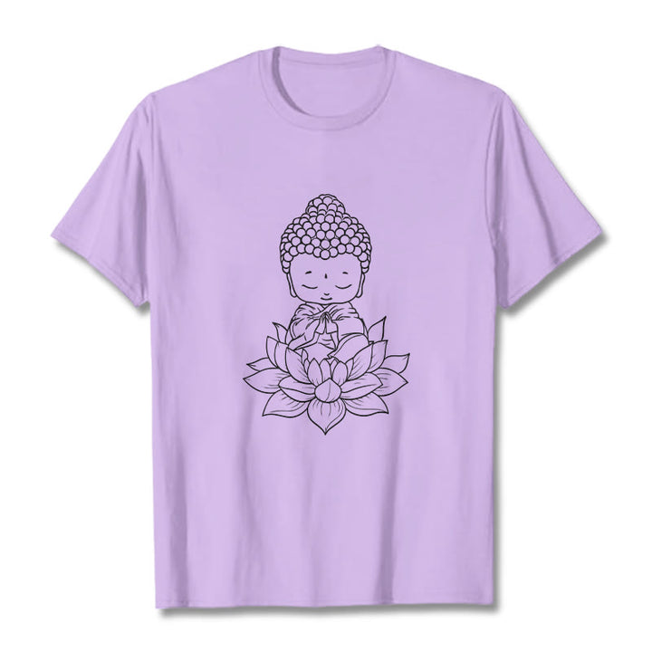 Camiseta con estampado de flor de loto y Buda en paz con Buddha Stones de Buda - Ciruela - 2XL - image 17