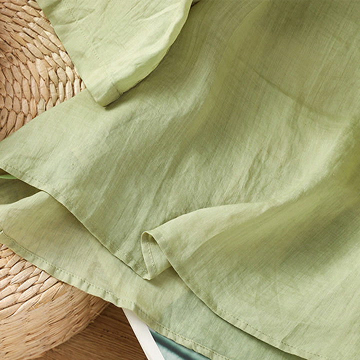 Camisa informal de algodón y poliéster con bordado de flores y Buddha Stones para mujer, de media manga y cuello redondo - image 19