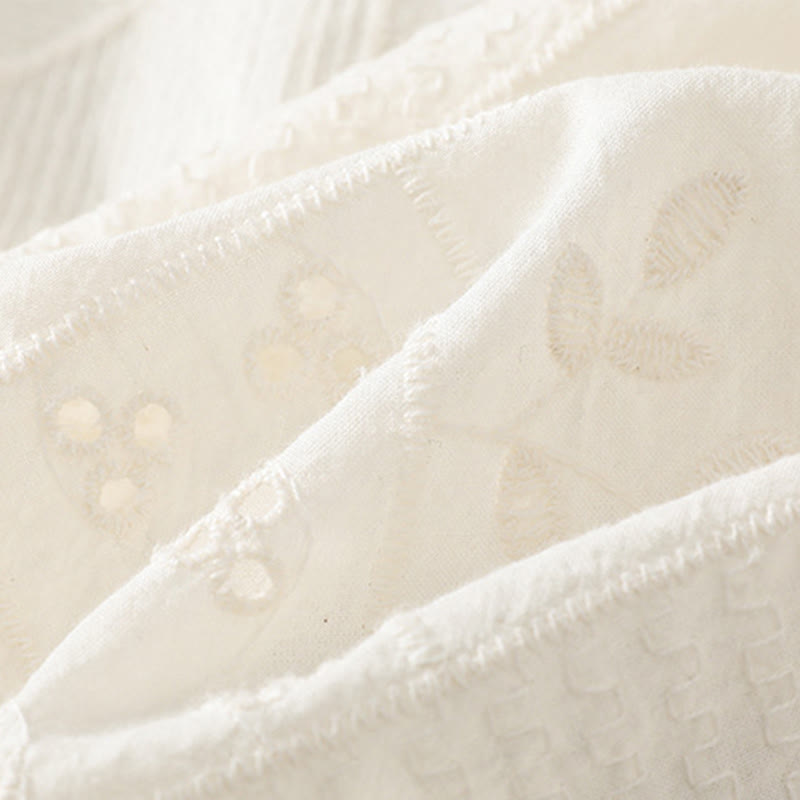 Camisa informal de algodón y poliéster con bordado de Buddha Stones para mujer, de media manga y cuello redondo - image 10