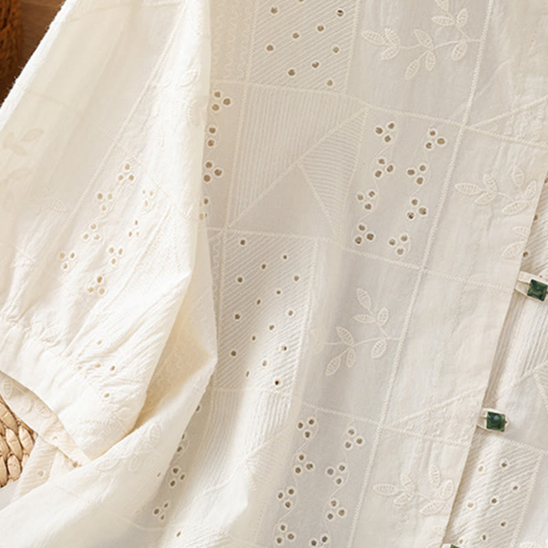 Camisa informal de algodón y poliéster con bordado de Buddha Stones para mujer, de media manga y cuello redondo - image 11