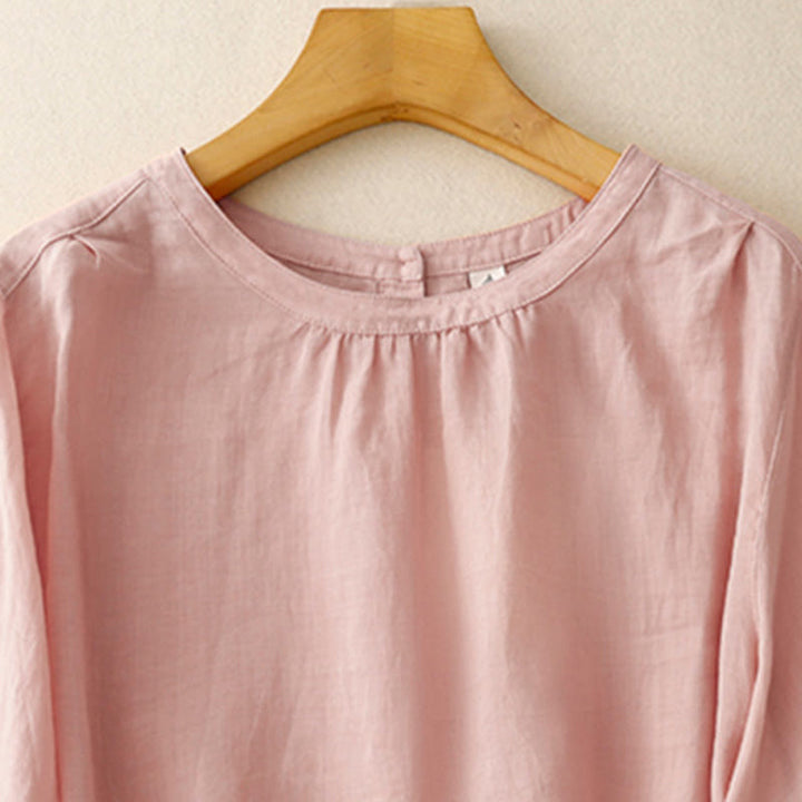 Camiseta informal de algodón y poliéster con cuello redondo para mujer con diseño de Buddha Stones - image 1