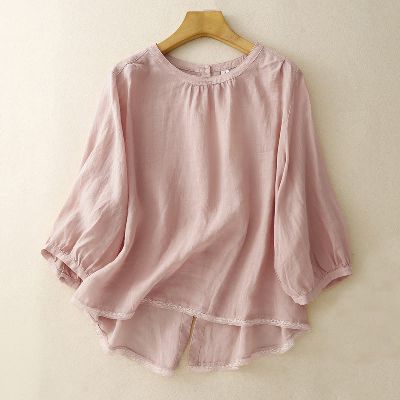 Camiseta informal de algodón y poliéster con cuello redondo para mujer con diseño de Buddha Stones - Rosa - US14，UK/AU18，EU46 (2XL) - image 0