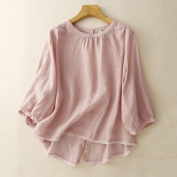 Camiseta informal de algodón y poliéster con cuello redondo para mujer con diseño de Buddha Stones - Rosa - US14，UK/AU18，EU46 (2XL) - image 0