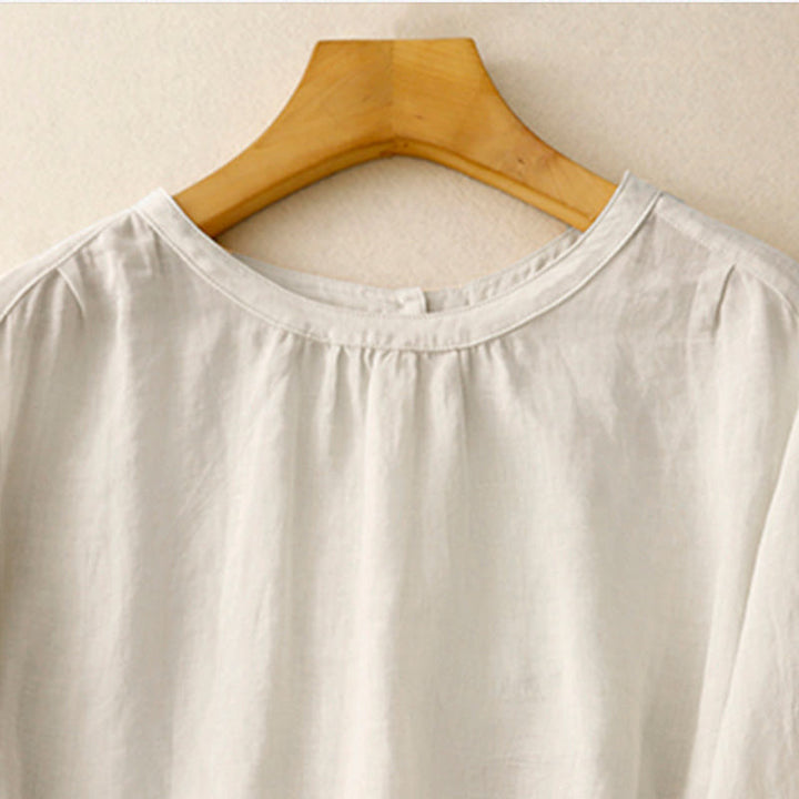 Camiseta informal de algodón y poliéster con cuello redondo para mujer con diseño de Buddha Stones - image 14