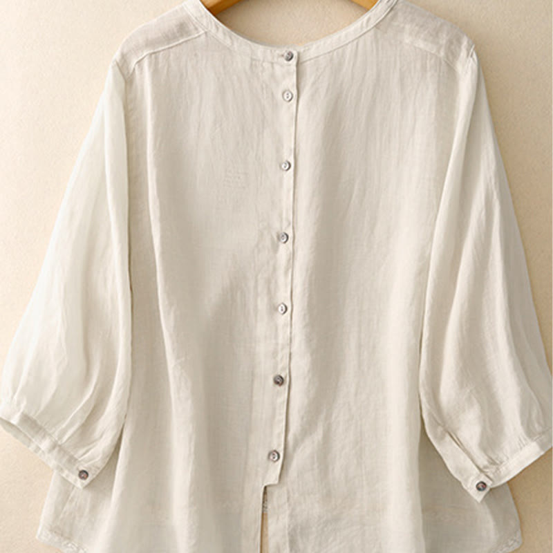 Camiseta informal de algodón y poliéster con cuello redondo para mujer con diseño de Buddha Stones - image 15