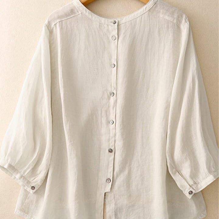 Camiseta informal de algodón y poliéster con cuello redondo para mujer con diseño de Buddha Stones - image 15