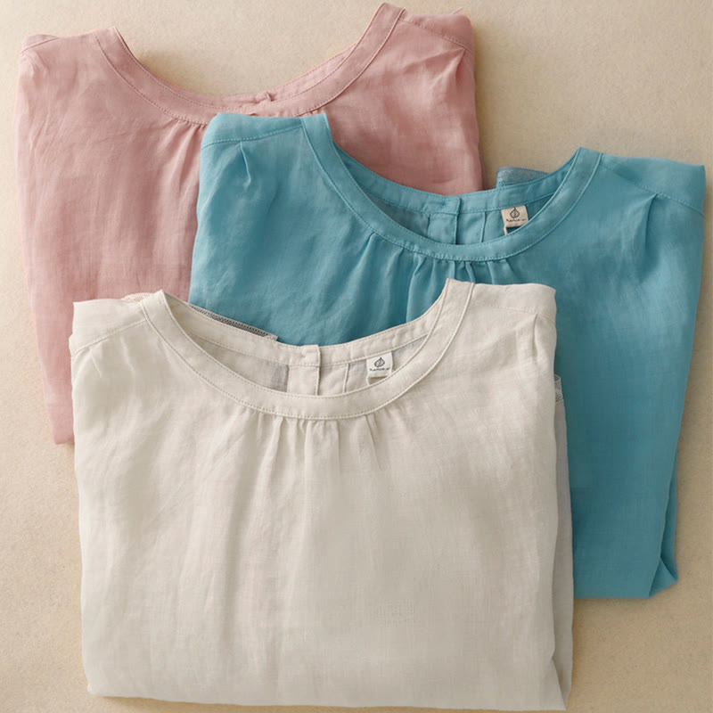 Camiseta informal de algodón y poliéster con cuello redondo para mujer con diseño de Buddha Stones - image 22