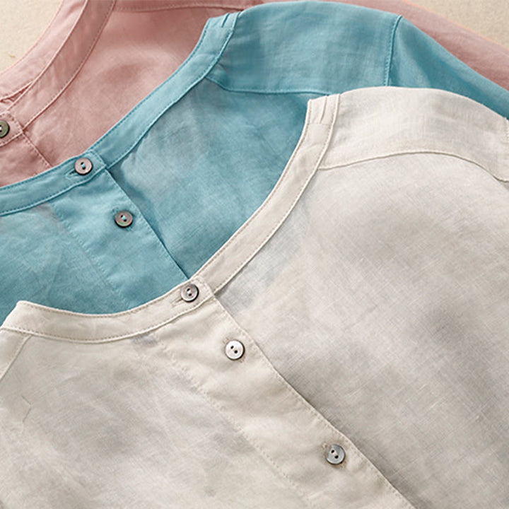 Camiseta informal de algodón y poliéster con cuello redondo para mujer con diseño de Buddha Stones - image 23