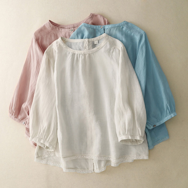 Camiseta informal de algodón y poliéster con cuello redondo para mujer con diseño de Buddha Stones - image 24