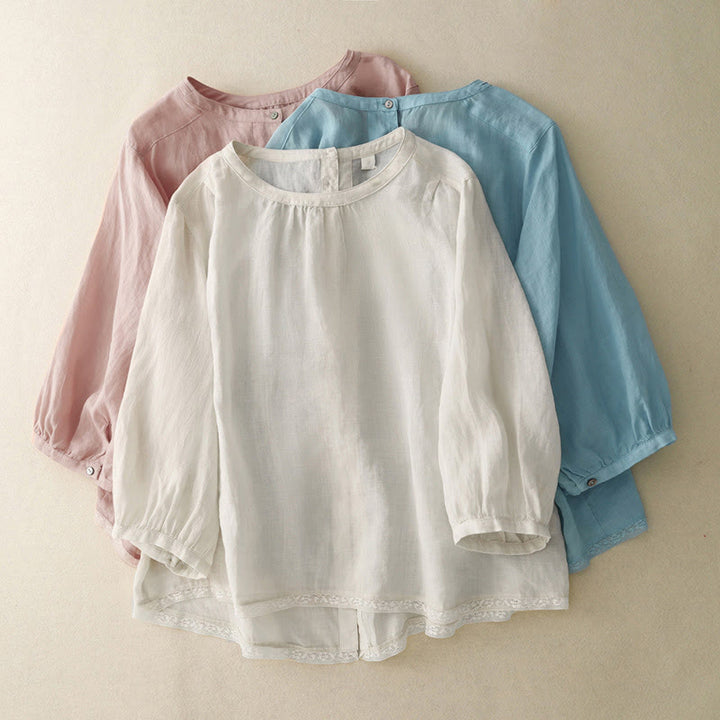 Camiseta informal de algodón y poliéster con cuello redondo para mujer con diseño de Buddha Stones - image 24