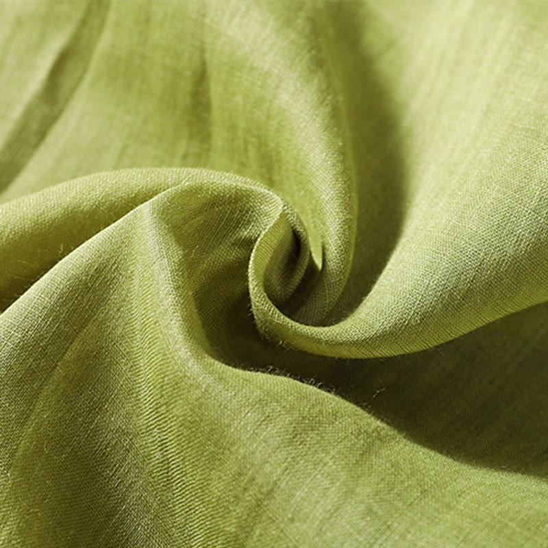 Camiseta de lino y algodón con cuello en V y media manga para mujer, con estampado bordado de Buddha Stones - image 20