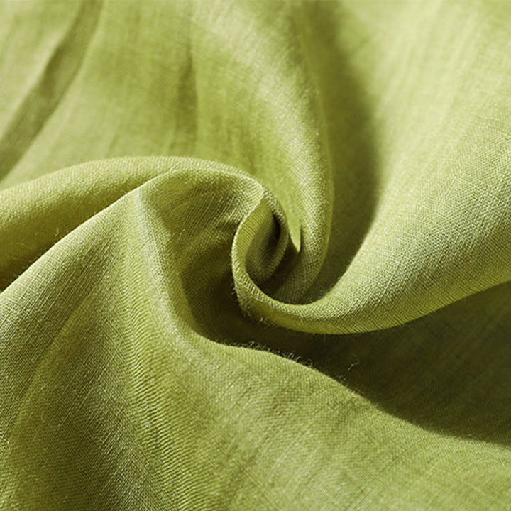 Camiseta de lino y algodón con cuello en V y media manga para mujer, con estampado bordado de Buddha Stones - image 20