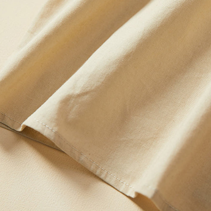 Camiseta informal de lino y algodón de manga corta con botones lisos de Buddha Stones para mujer - image 12