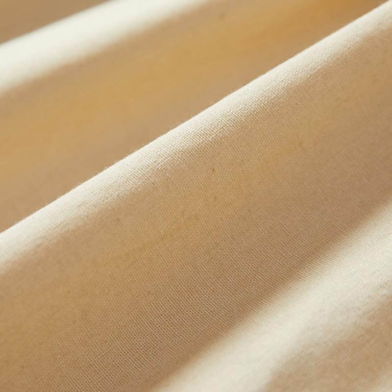 Camiseta informal de lino y algodón de manga corta con botones lisos de Buddha Stones para mujer - image 9