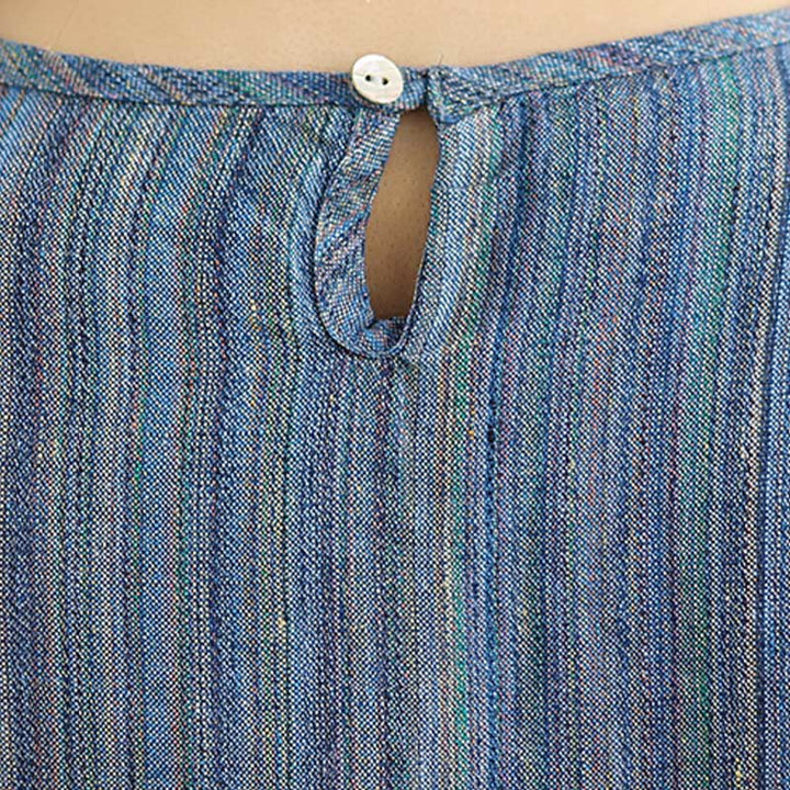 Camiseta de lino y algodón de media manga para mujer, estilo retro, con rayas y estampado de Buddha Stones - image 5