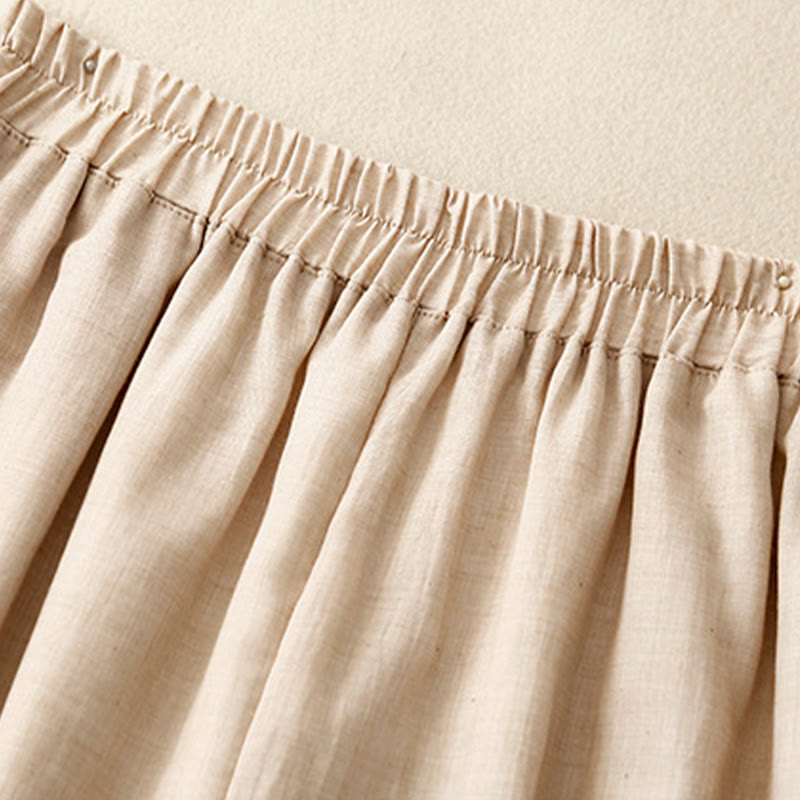 Pantalones anchos de Buddha Stones y algodón para mujer con diseño de rana y botones en el dobladillo y aberturas, con bolsillos - image 3