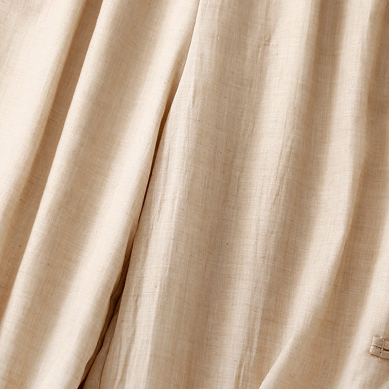 Pantalones anchos de Buddha Stones y algodón para mujer con diseño de rana y botones en el dobladillo y aberturas, con bolsillos - image 3