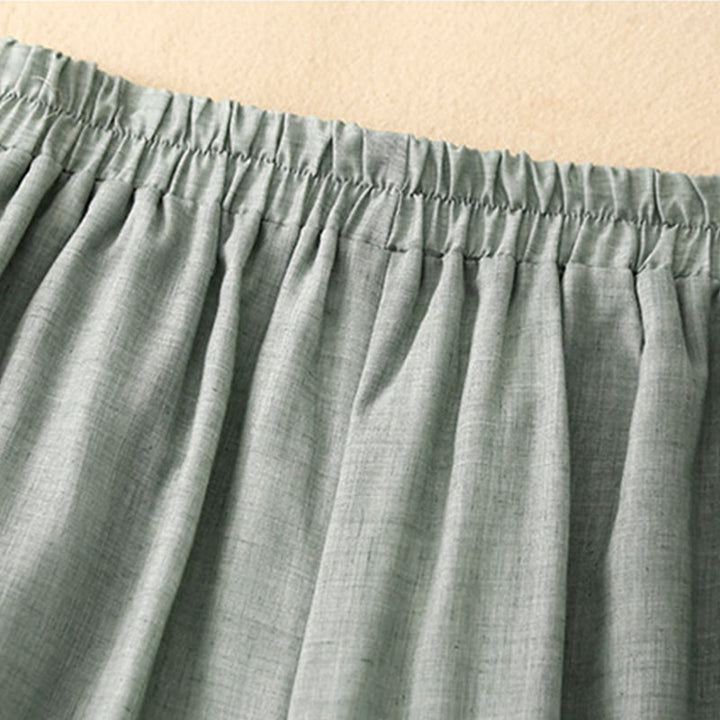 Pantalones anchos de Buddha Stones y algodón para mujer con diseño de rana y botones en el dobladillo y aberturas, con bolsillos - image 18