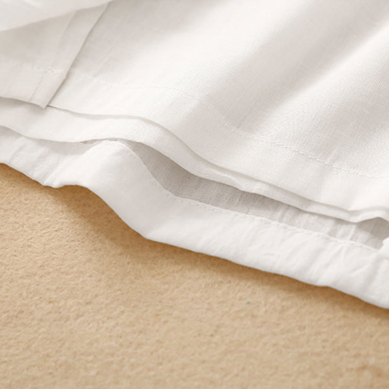 Pantalones anchos de Buddha Stones y algodón para mujer con diseño de rana y botones en el dobladillo y aberturas, con bolsillos - image 10