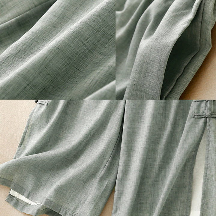 Pantalones anchos de Buddha Stones y algodón para mujer con diseño de rana y botones en el dobladillo y aberturas, con bolsillos - image 19